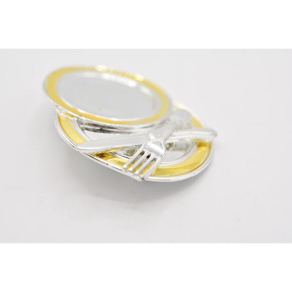 Danecraft Vintage Culinary Pin Brooch Dinnerware Plate Chef NOS Signed 80s BinA5 - Picture 7 of 12